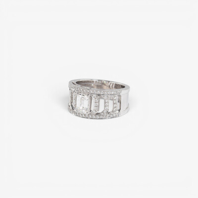 Bague Riviera or blanc & diamants