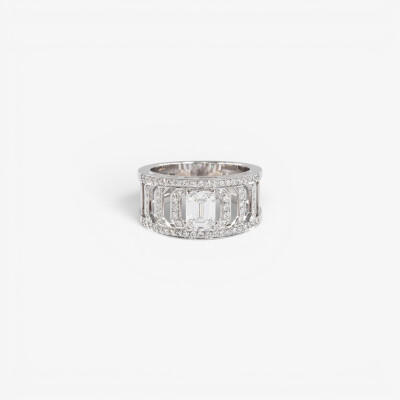 Bague Riviera or blanc & diamants