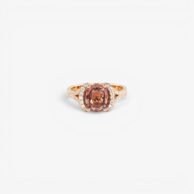 Bague Divine or rose, tourmaline jaune & diamants