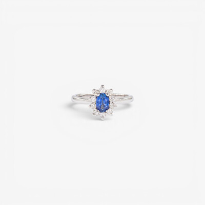 Bague Pompadour or blanc, saphir & diamants