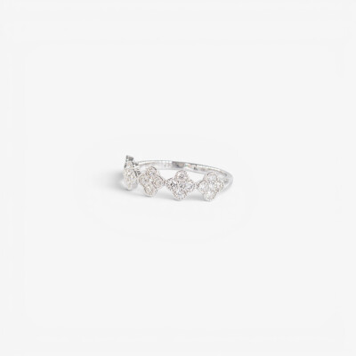 Bague Dame de Trèfle or blanc & diamants