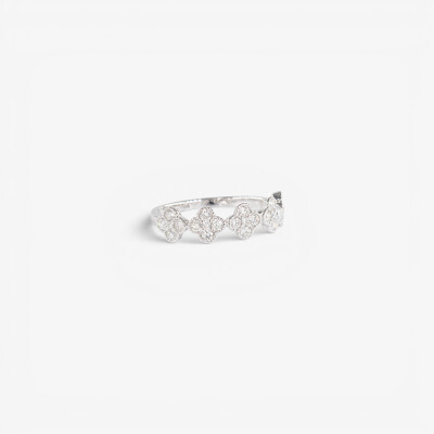 Bague Dame de Trèfle or blanc & diamants