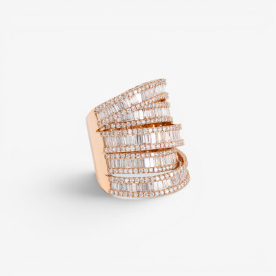 Bague New Crown 5 arches or rose & diamants