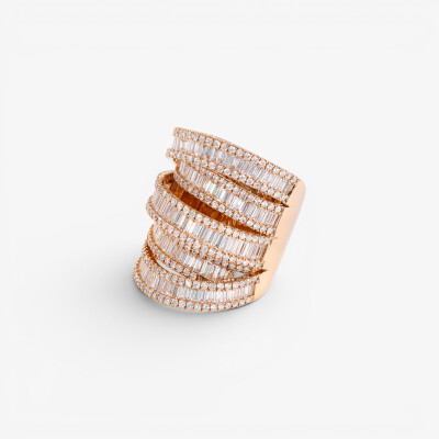 Bague New Crown 5 arches or rose & diamants