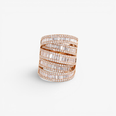 Bague New Crown 5 arches or rose & diamants