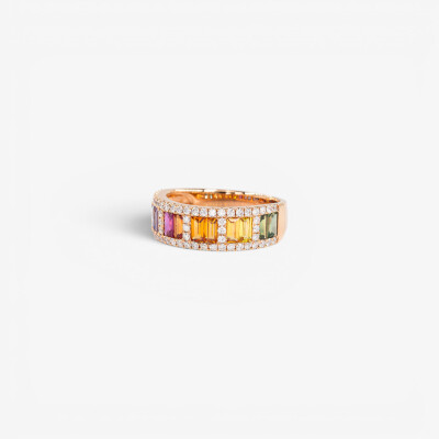 Alliance Rainbow or rose & saphirs multicolores