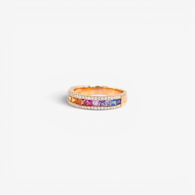 Alliance Rainbow or rose & saphirs multicolores