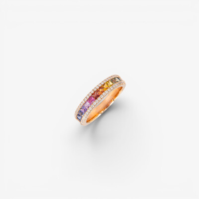 Alliance Rainbow or rose & saphirs multicolores