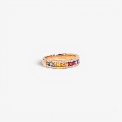 Alliance Rainbow or rose & saphirs multicolores