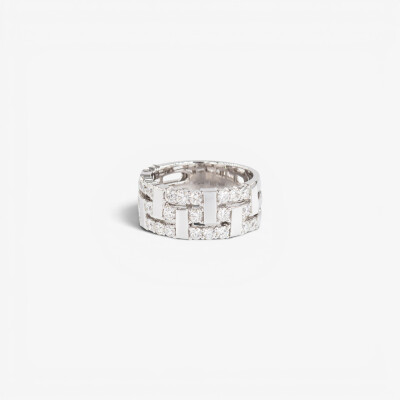 Bague Labyrinthe or blanc & diamants