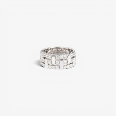 Bague Labyrinthe or blanc & diamants