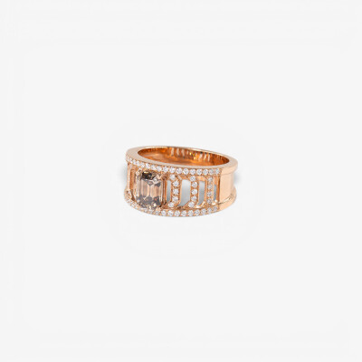 Bague Riviera or rose & diamant chocolat