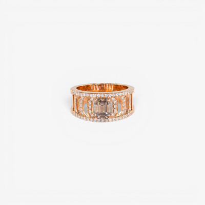 Bague Riviera or rose & diamant chocolat