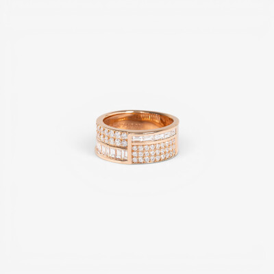 Bague Manhattan or rose & diamants