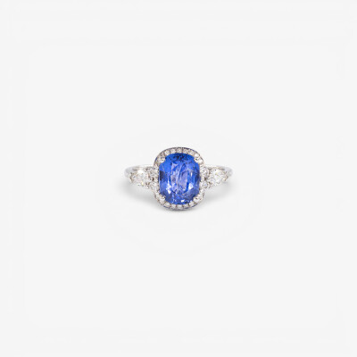 Bague Olympe Suprême or gris, saphir & diamants