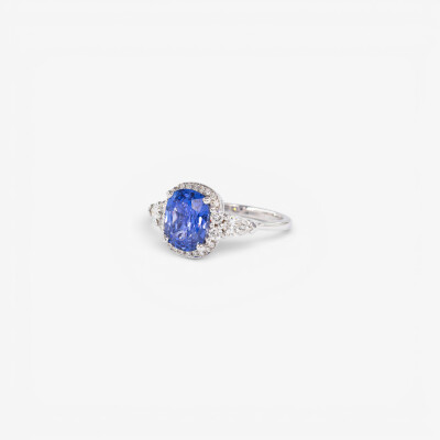 Bague Olympe Suprême or gris, saphir & diamants