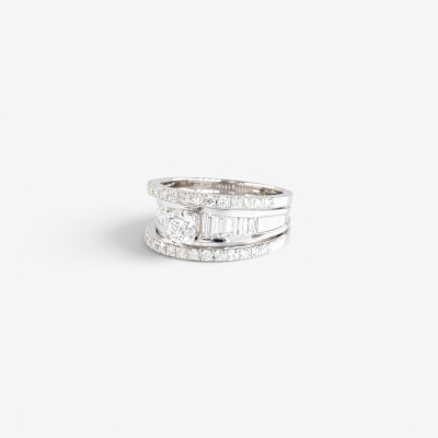 Bague Florentine or blanc & diamants