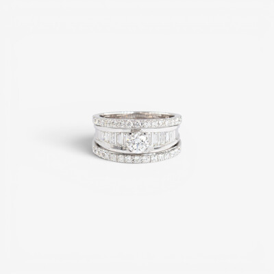 Bague Florentine or blanc & diamants