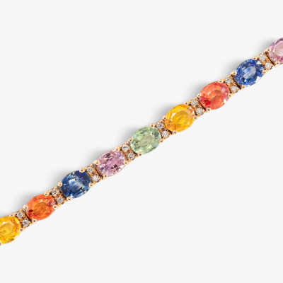 Bracelet Arlequin or rose, saphirs & diamants