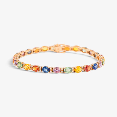 Bracelet Arlequin or rose, saphirs & diamants