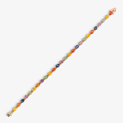 Bracelet Arlequin or rose, saphirs & diamants