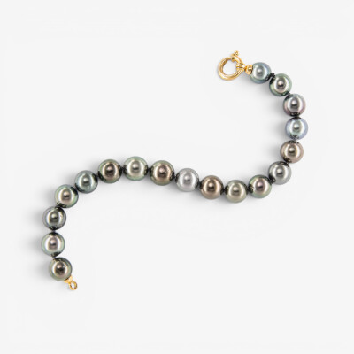 Bracelet or jaune & perles Tahiti