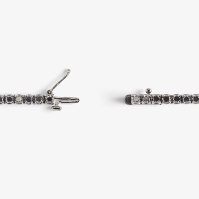 Bracelet Rivière or blanc rhodié & diamants noirs