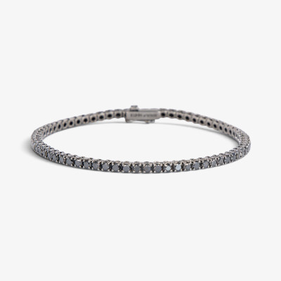 Bracelet Rivière or blanc rhodié & diamants noirs