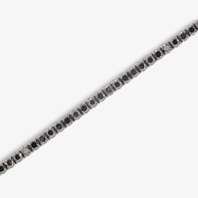 Bracelet Rivière or blanc rhodié & diamants noirs