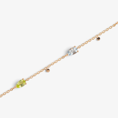 Bracelet India or rose & pierres fines