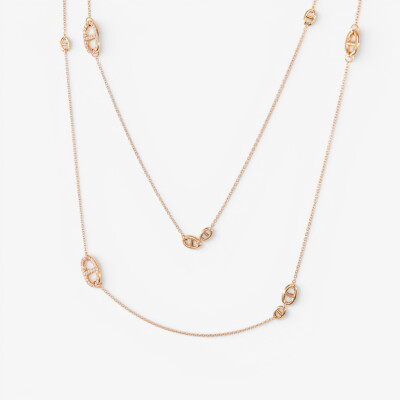Sautoir maille marine or rose & diamants