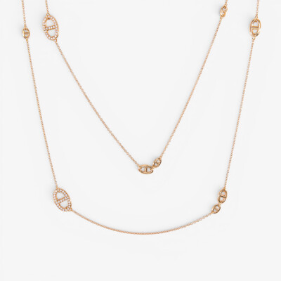 Sautoir maille marine or rose & diamants