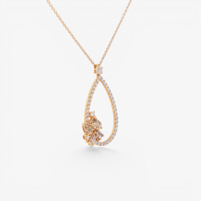 Collier Automne or rose & diamants