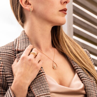 Collier Automne or rose & diamants