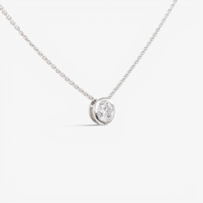 Collier Halo or blanc & diamants