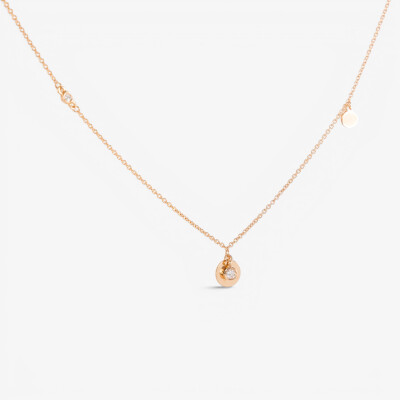 Collier or rose pampilles & diamants