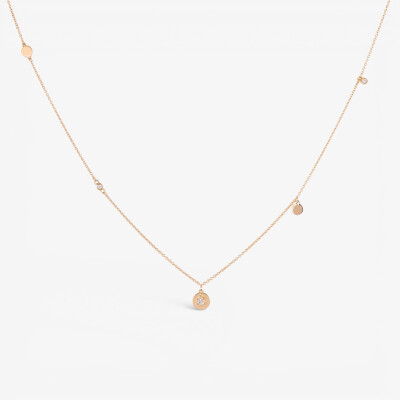 Collier or rose pampilles & diamants