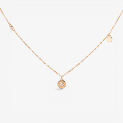 Collier or rose pampilles & diamants