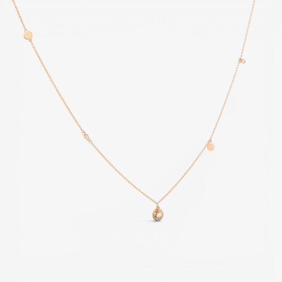 Collier or rose pampilles & diamants