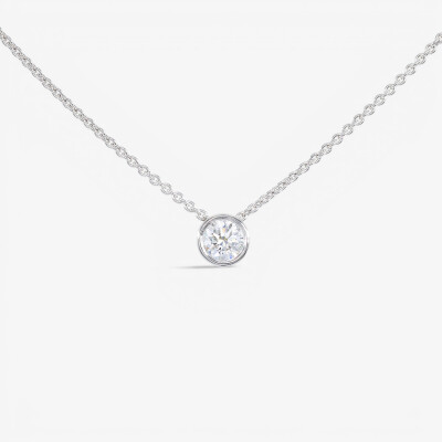 Collier Halo or blanc & diamant