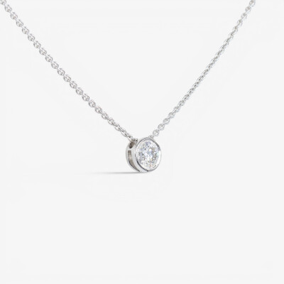 Collier Halo or blanc & diamant