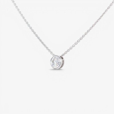 Collier Halo or blanc & diamant