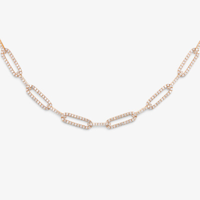 Collier Riviera or rose & diamants