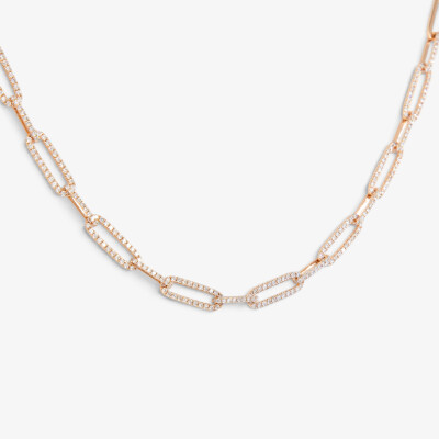 Collier Riviera or rose & diamants