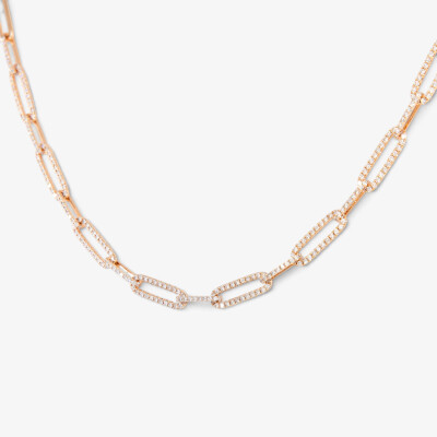 Collier Riviera or rose & diamants