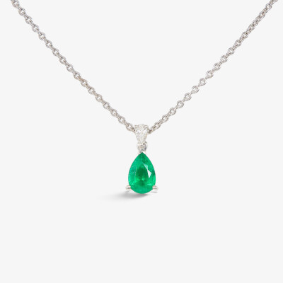 Collier Absolu or blanc, émeraude & diamants