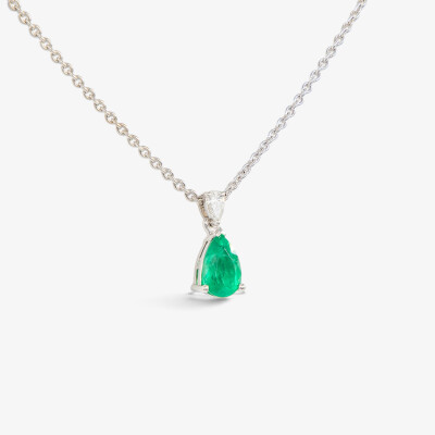 Collier Absolu or blanc, émeraude & diamants