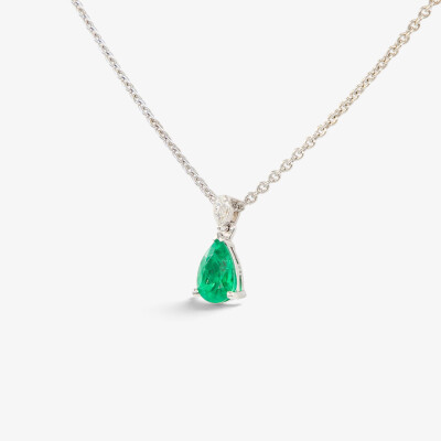 Collier Absolu or blanc, émeraude & diamants