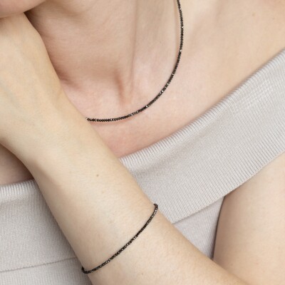 Collier Mirage or blanc & diamants noirs