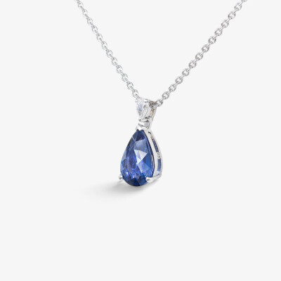 Collier Absolu or blanc, saphir & diamants